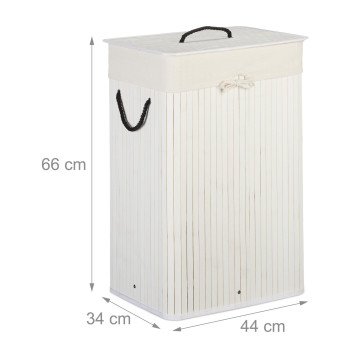 Ορθογώνιο καλάθι ρούχων White Bamboo Relaxdays